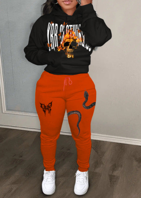 Hoodie and jogger pants set for women with detailed graphics Lune London