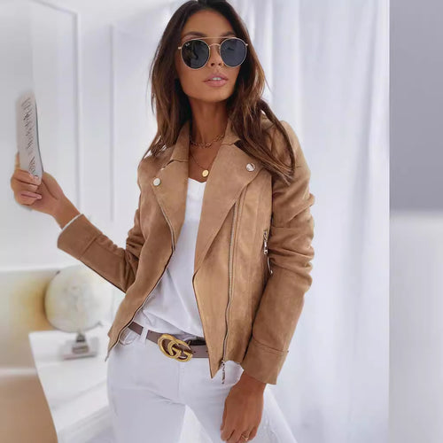 Trendy biker jacket for women with side zips Lune London