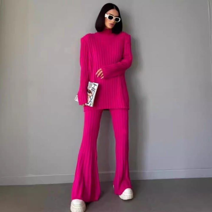 Women Elegant Knitted Set with Rib Structure Lune London
