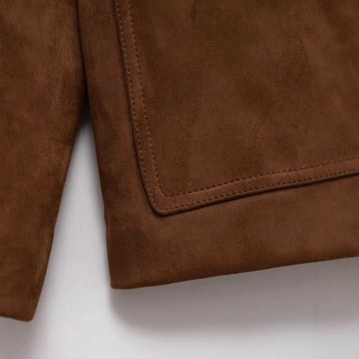 Veste blazer en suède pour femmes avec poches pratiques
