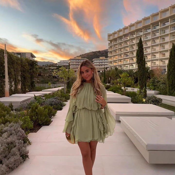 Airy maxi dress for women with voluminous ruffle details Lune London