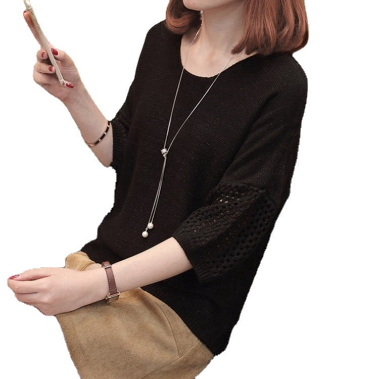 Knitted sweater for women with decorative openwork patterns and relaxed fit Lune London