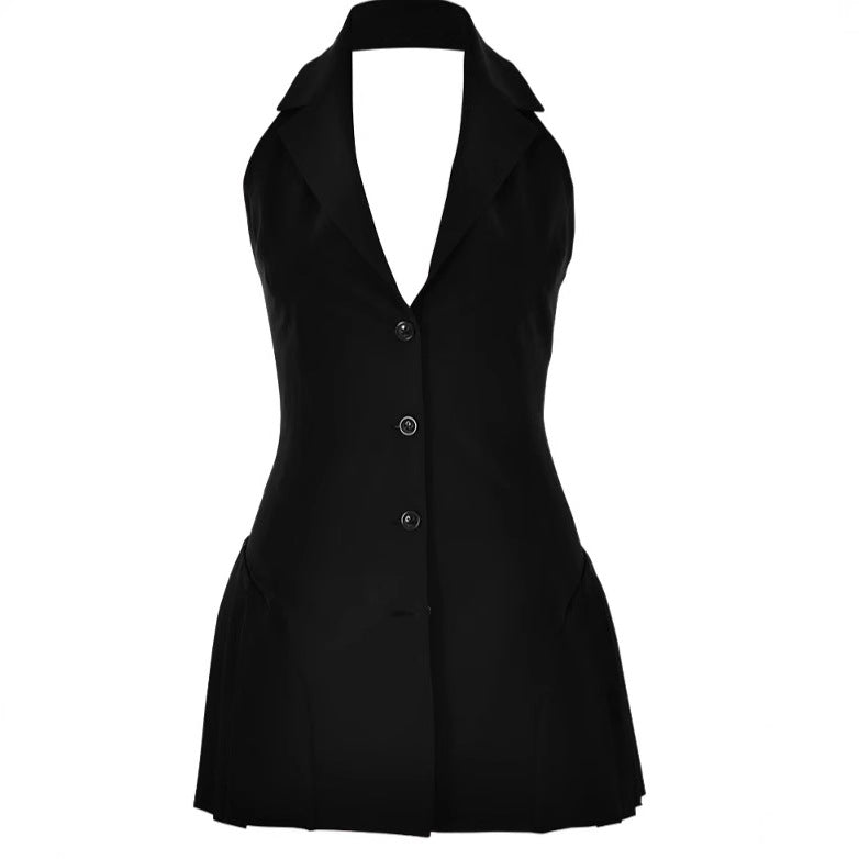 Trendy blazer dress for women with deep V-neck and side pockets Lune London