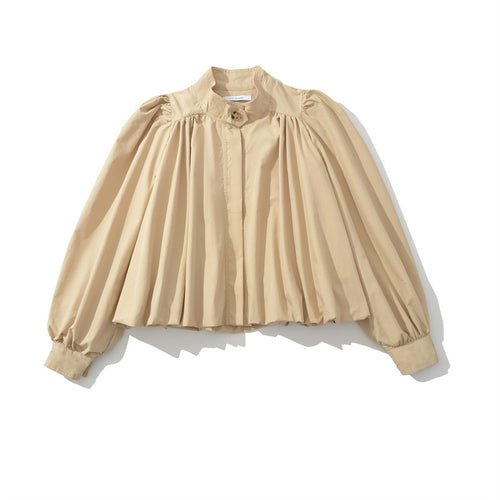 Fashionable women's blouse with elegant gathers and a deep collar Lune London
