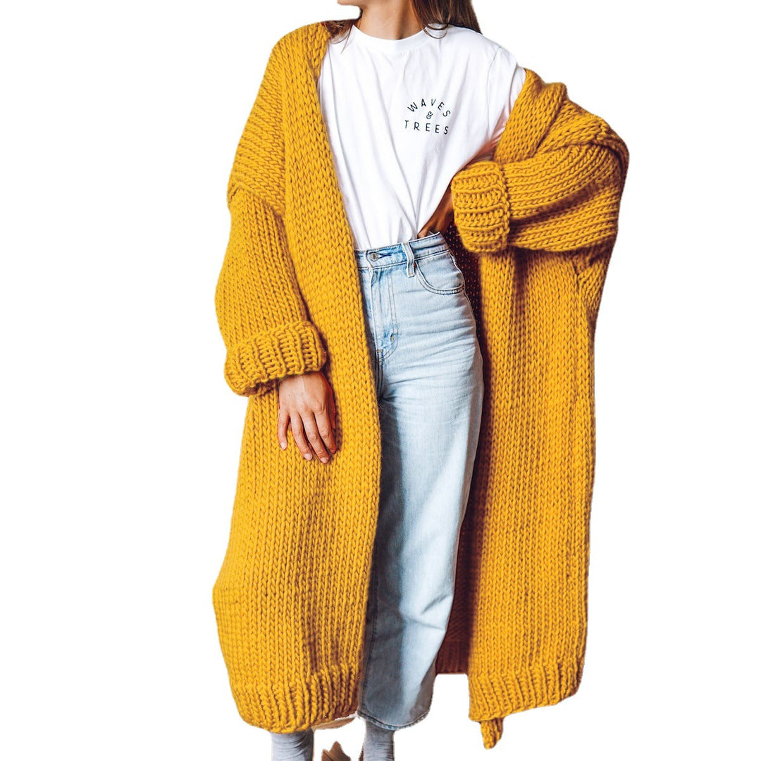 Ladies Thick Knit Cardigan with Long Sleeves Lune London