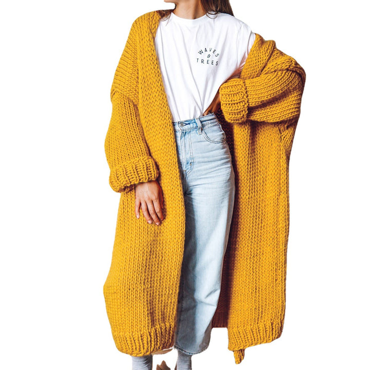 Ladies Thick Knit Cardigan with Long Sleeves Lune London