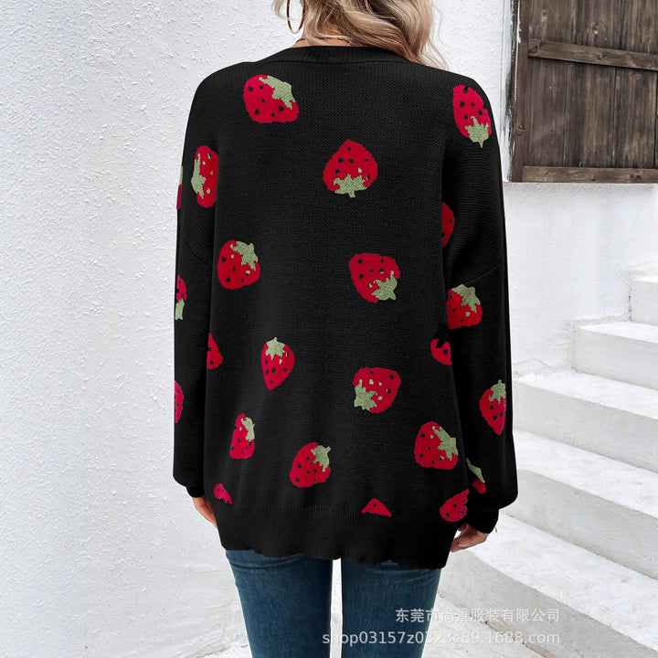 Cardigan pour femmes avec motif fraise Chic & Stil