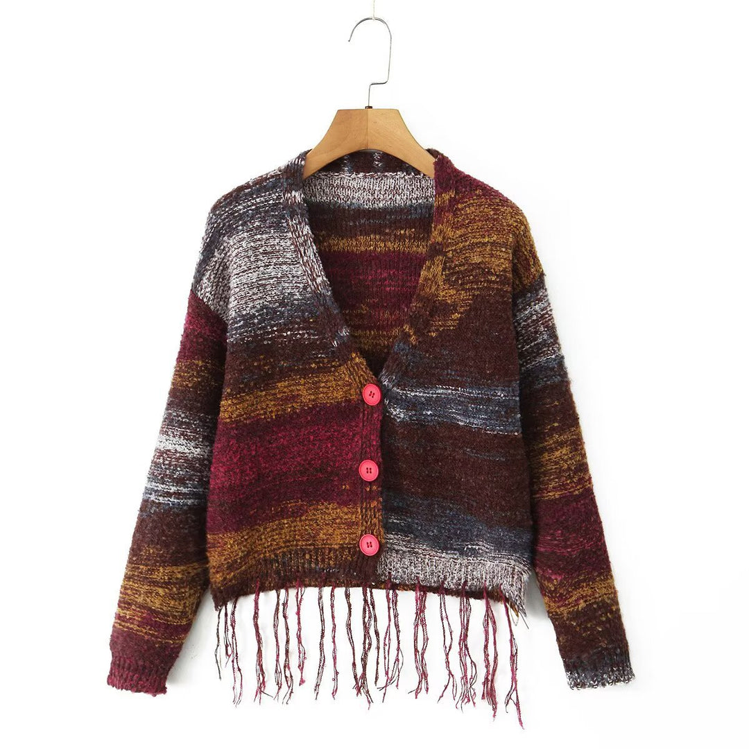 Pull cardigan long à manches longues avec franges Chic & Stil
