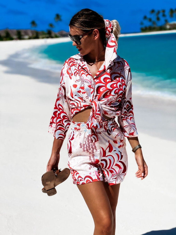 Ladies Elegant Chic Printed Coordinated Set