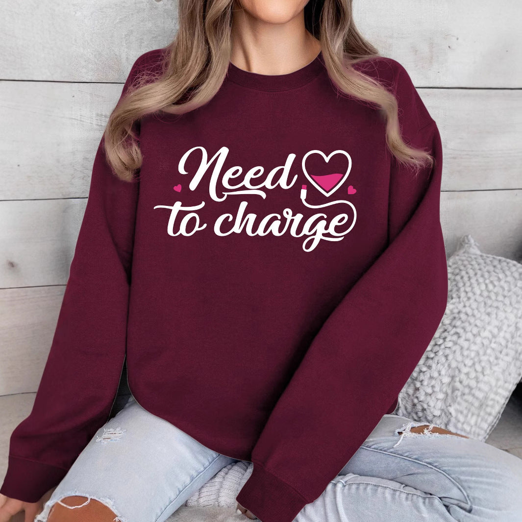 Sweatshirt femme avec citation inspirante de cœur et coupe décontractée Chic & Stil