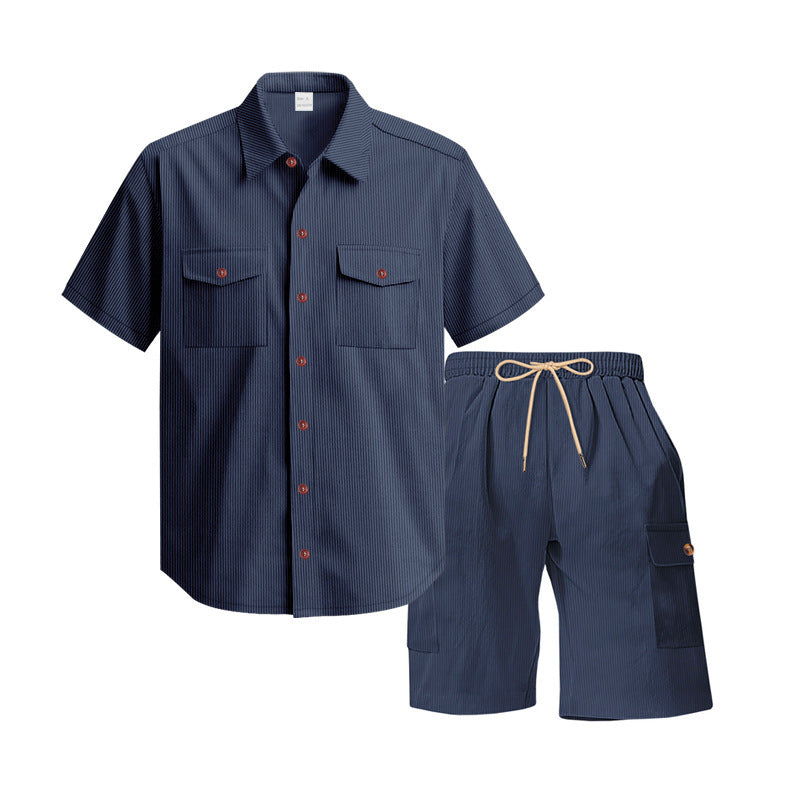 Casual short sleeve shirt for men and leisure shorts set with practical pockets Lune London