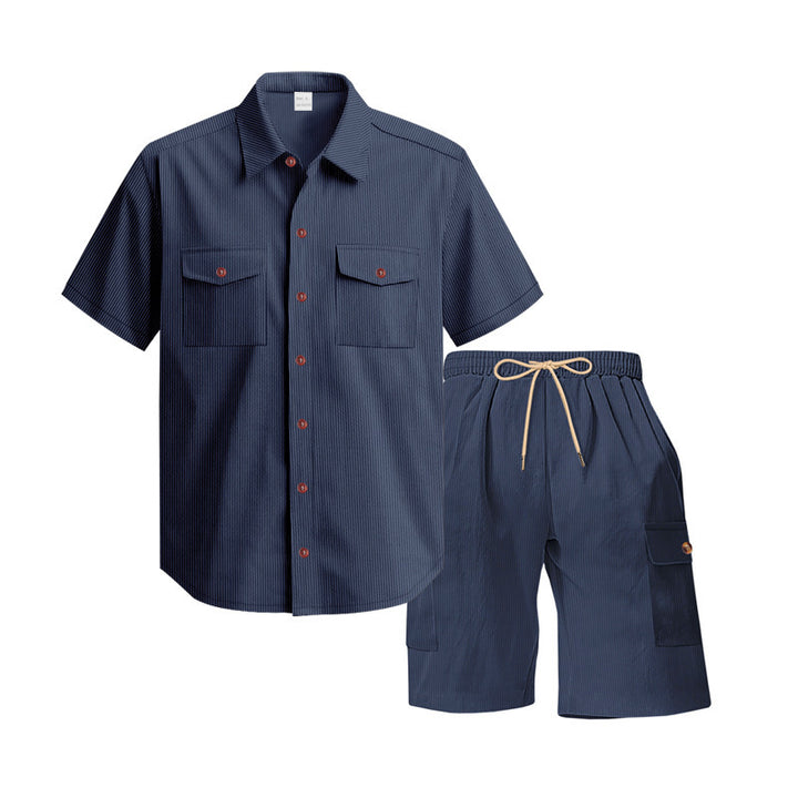 Casual short sleeve shirt for men and leisure shorts set with practical pockets Lune London