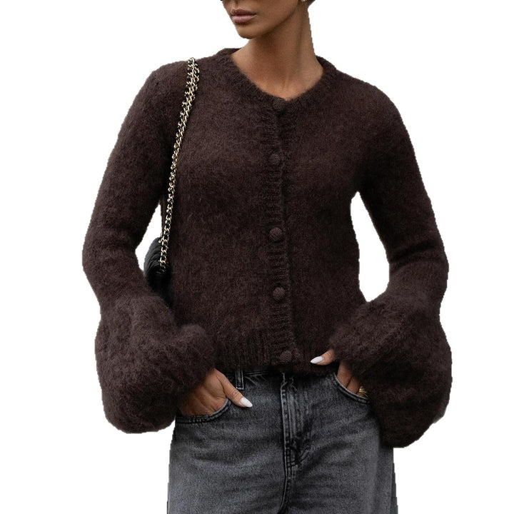 Cardigan for women with voluminous sleeves and a soft blend of mohair and wool Lune London
