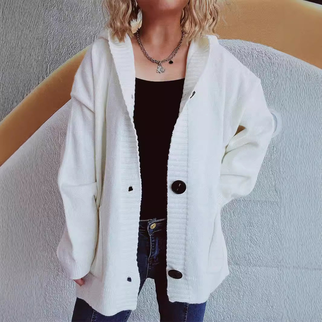 Cardigan confortable pour femmes avec capuche et poches appliquées Chic & Stil