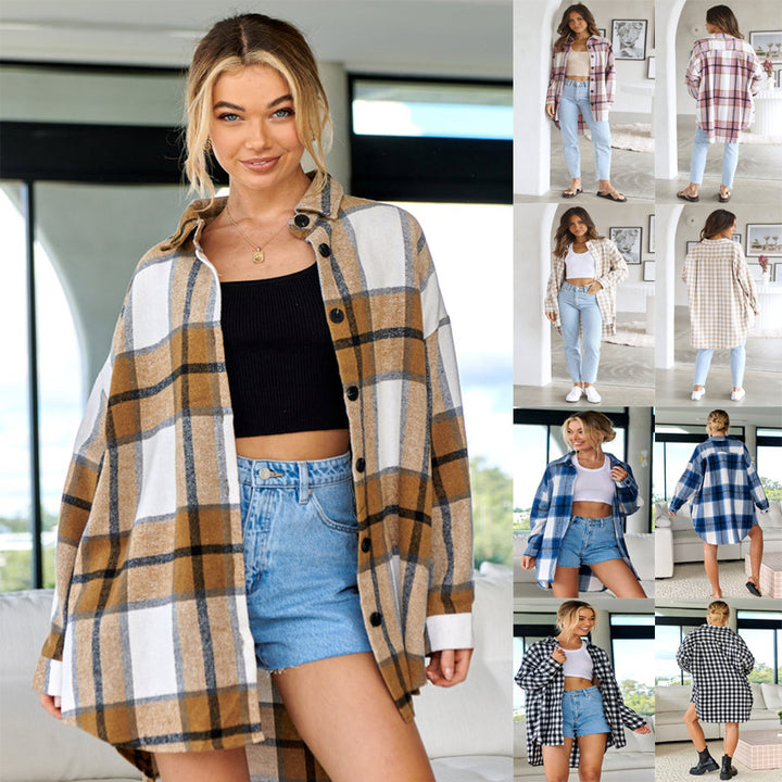 Flannel shirt for women with a check pattern and relaxed fit Lune London