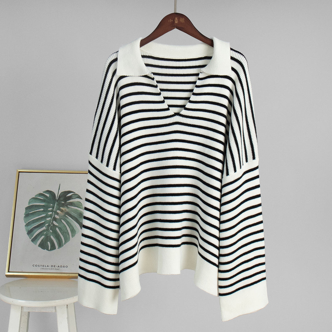 Pull en tricot rayé pour femmes avec coupe confortable Chic & Stil