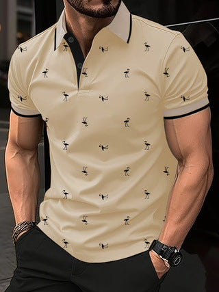 Short sleeve polo shirt for men with Lune London pattern