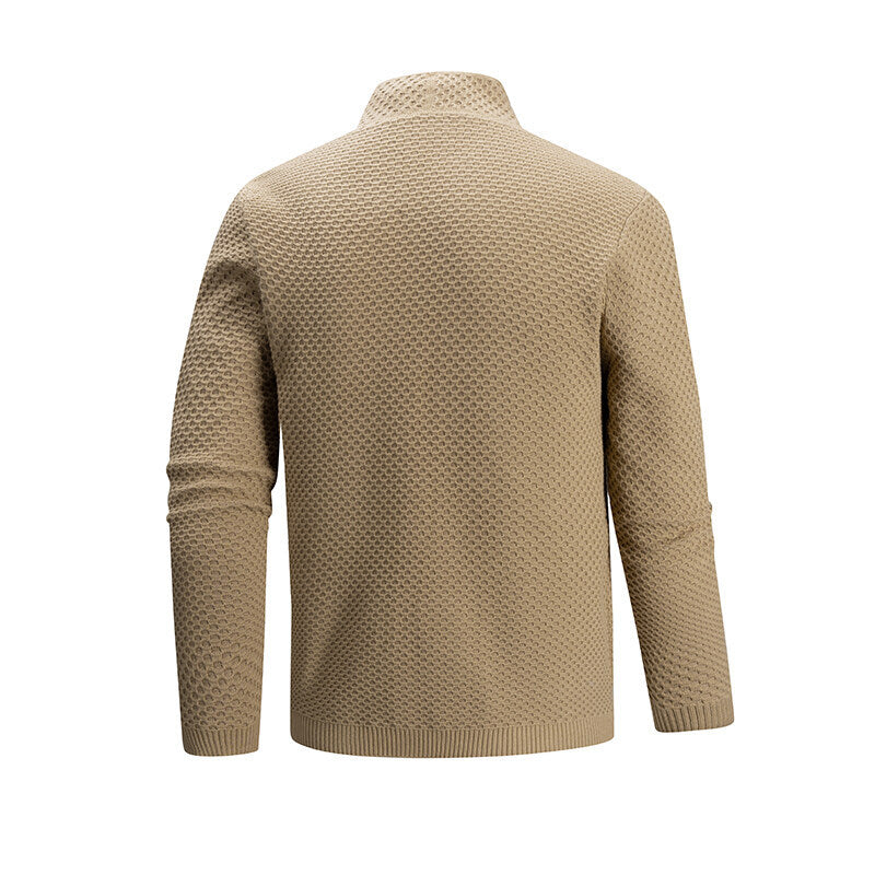 Men's knitted jacket with a modern texture pattern and practical pockets Lune London