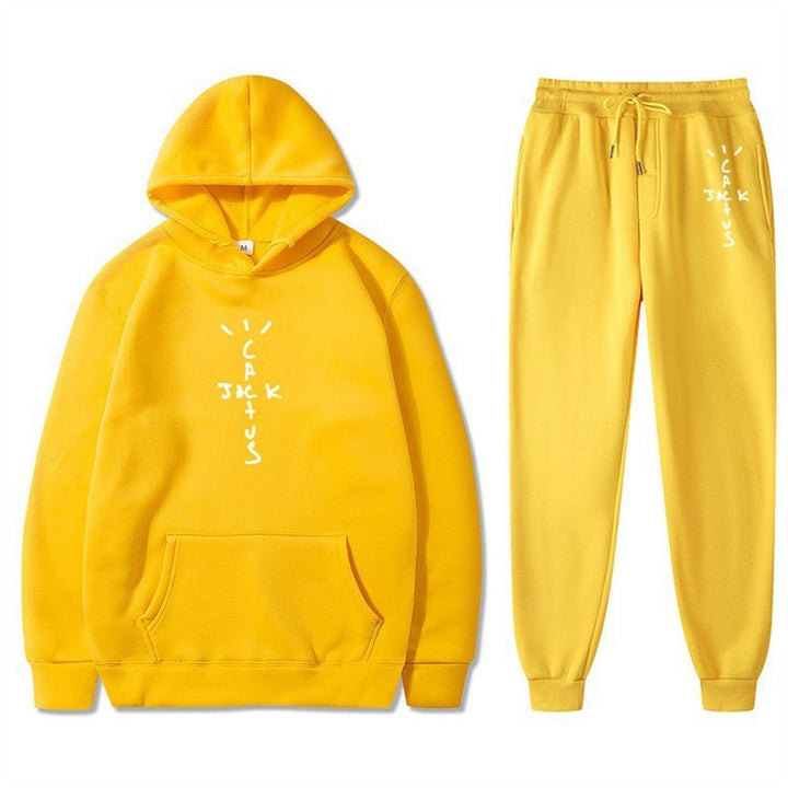 Ladies Hoodie and Jogging Pants Set with Creative Lettering Chic & Stil