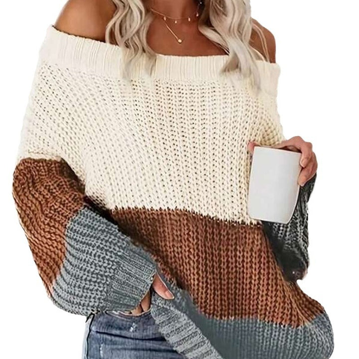 Oversized knit sweater for women with a relaxed fit and open shoulder Lune London