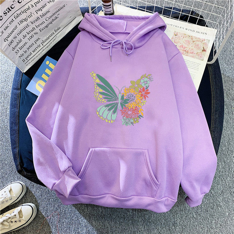 Women's hoodie with floral butterfly design Chic & Stil