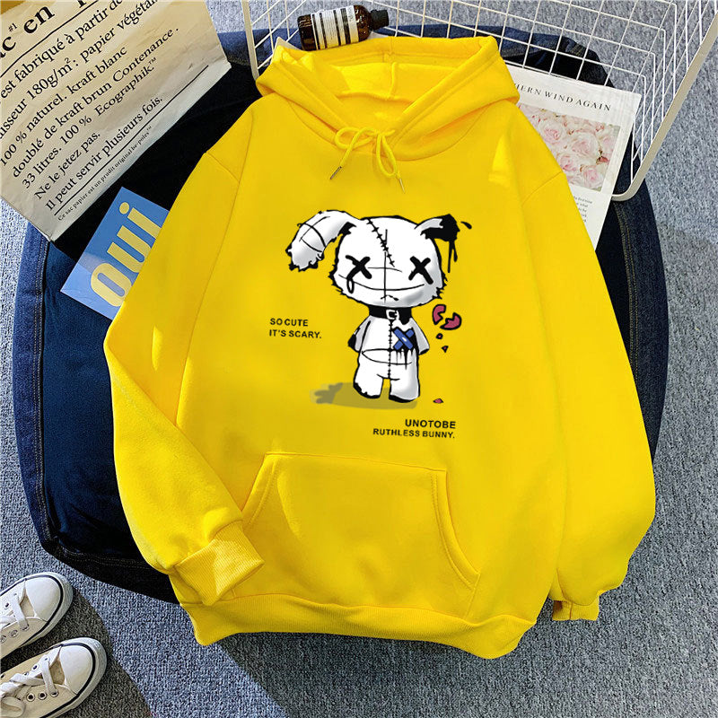 Ladies hooded sweatshirt with unique cartoon design and cozy inner lining Chic & Stil
