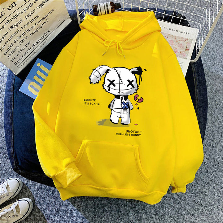 Ladies hooded sweatshirt with unique cartoon design and cozy inner lining Chic & Stil