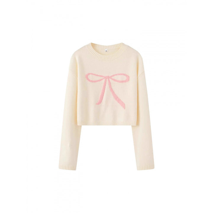 Cropped sweater for women with playful bow pattern Lune London