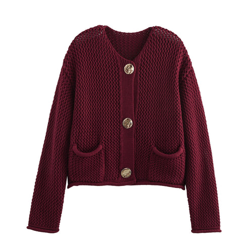 Knit jacket for women with decorative button details and pockets Lune London