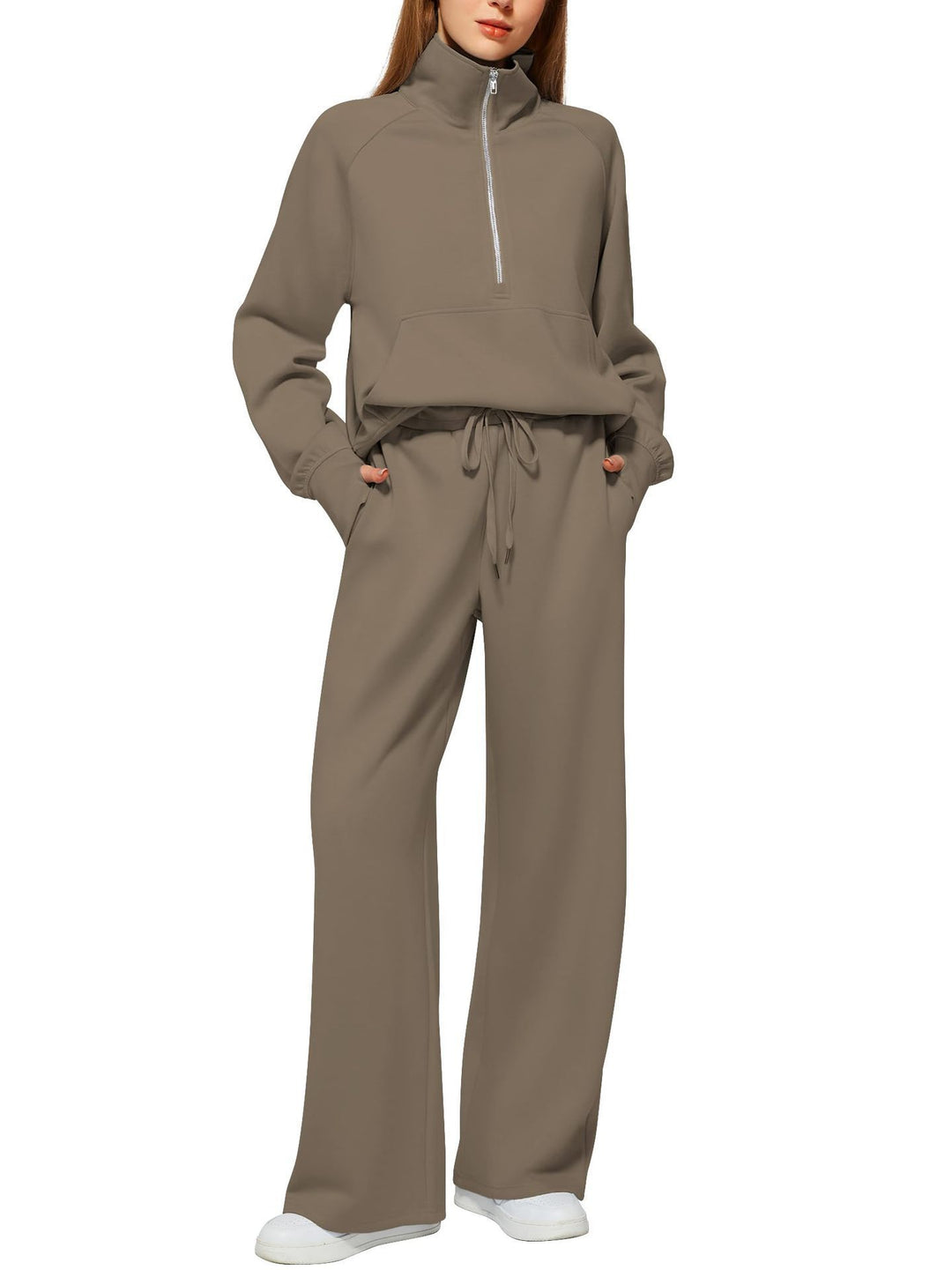 Lune London Women's Sports Loungewear Set with High Collar and Flared Legs