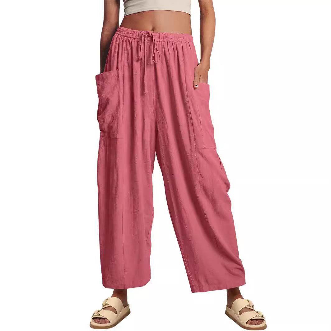 Comfortable Palazzo Pants for ladies with elastic waistband and side pockets Lune London