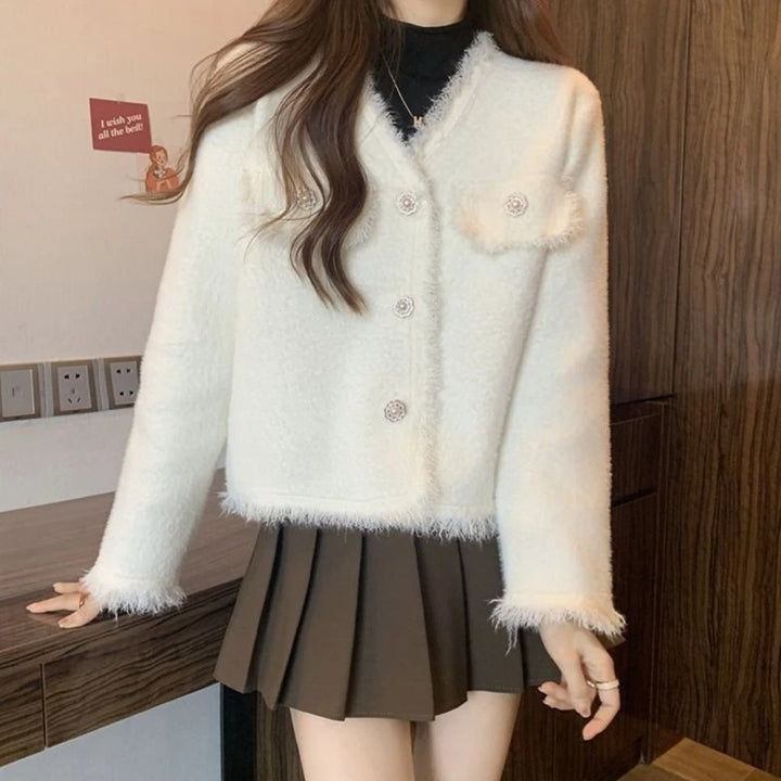 Veste en polaire ludique pour femme avec détails en boutons et franges décoratives Chic & Stil