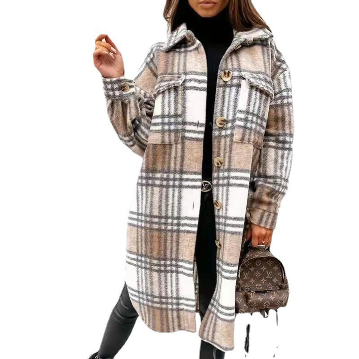 Women Oversized Checkered Shirt-Coat with Practical Pockets Lune London