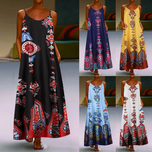 Lune London Ethnic Print Maxi Dress for Women