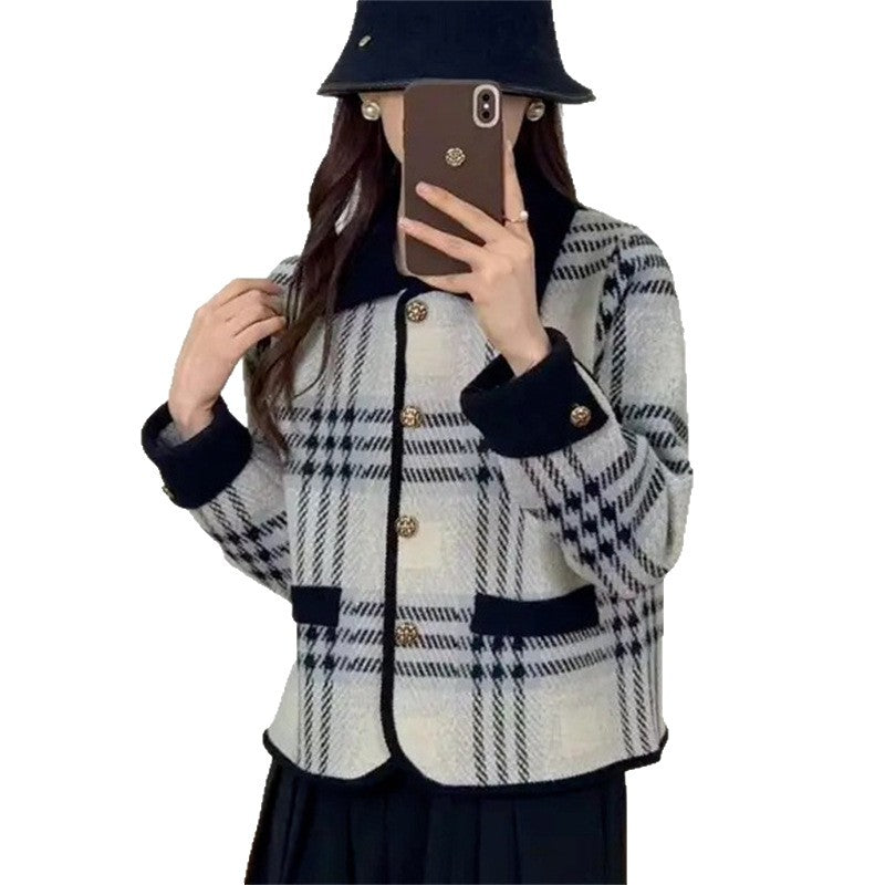 Plaid blazer jacket for women with removable pockets and button details Lune London