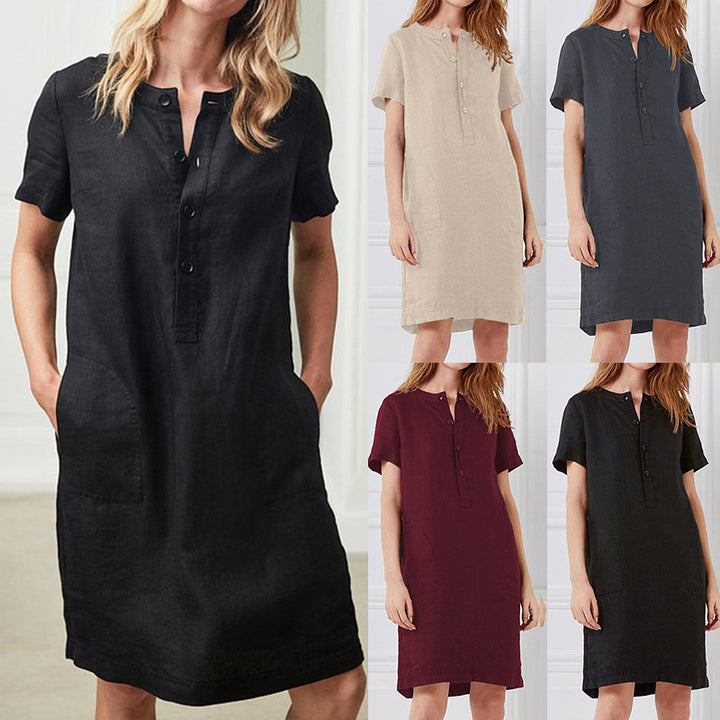 Shirt dress for women with practical pockets and button placket Lune London