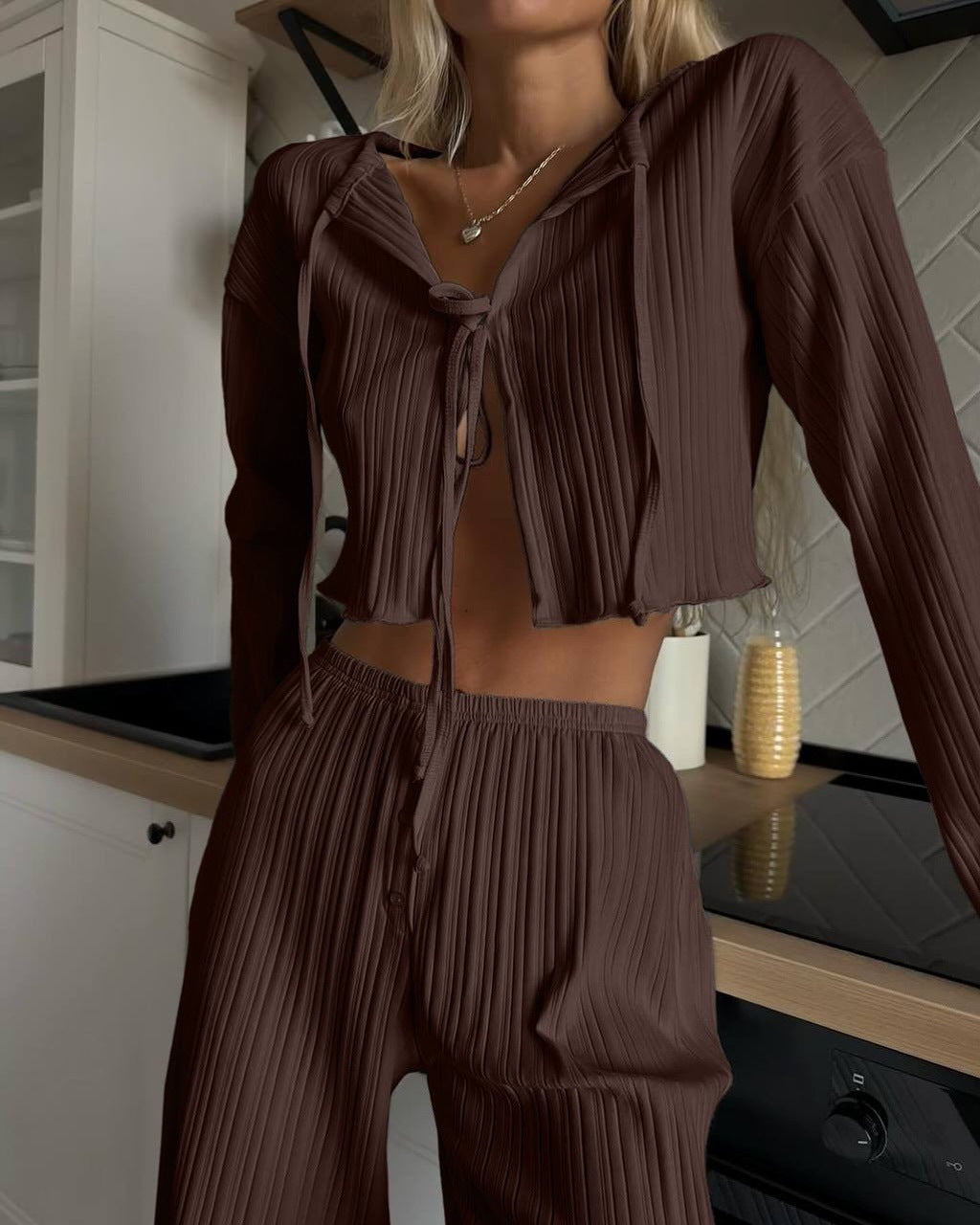Casual knitted outfit for women with adjustable drawstring Lune London