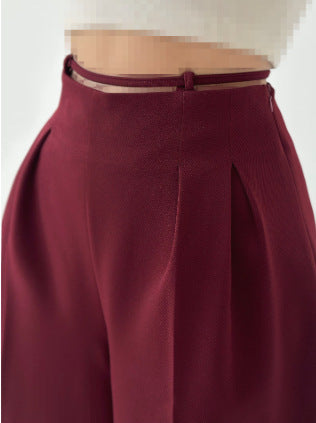 Pantalons chino taille haute pour femme avec nœud décoratif Chic & Stil
