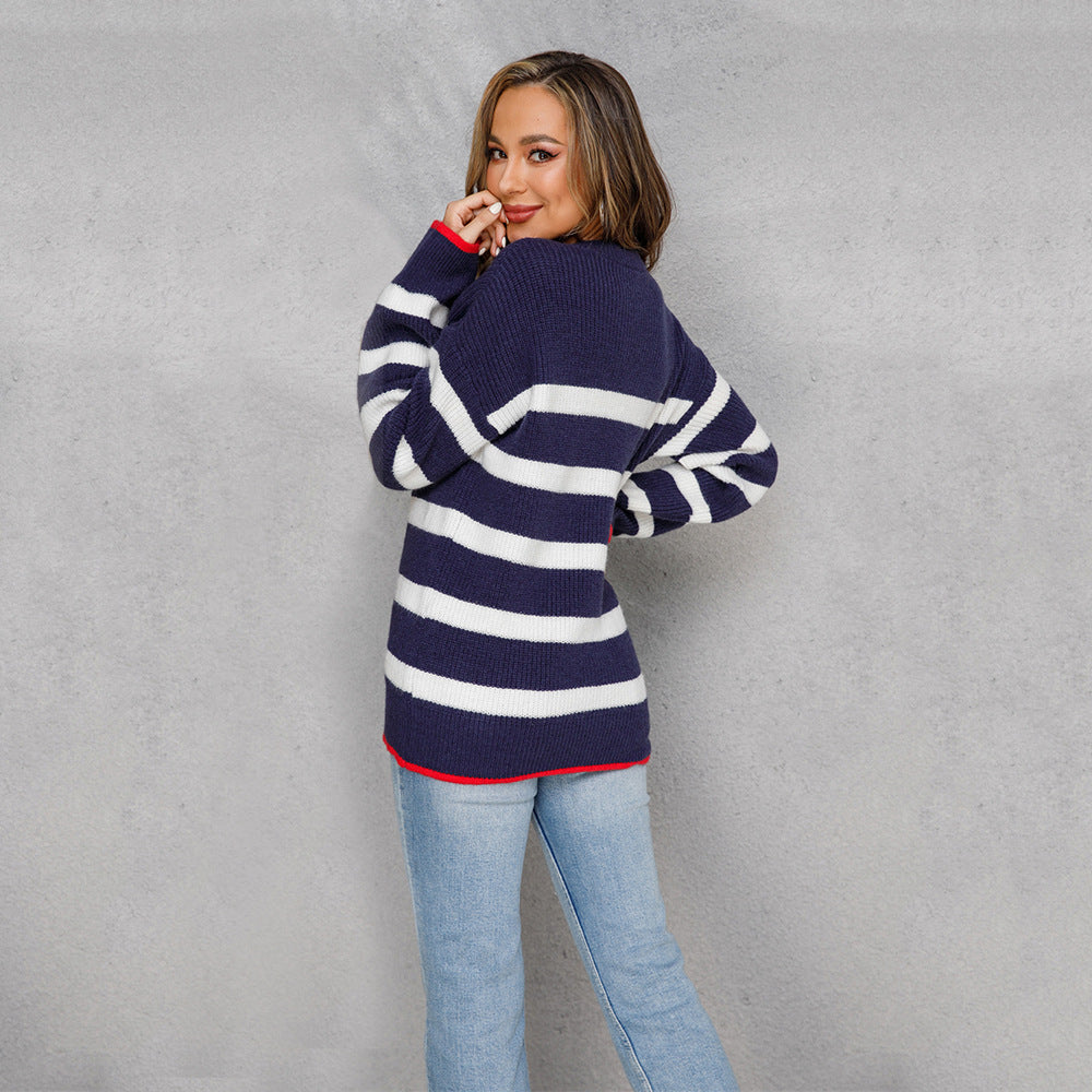 Pull en maille pour femmes à rayures maritimes Chic & Stil
