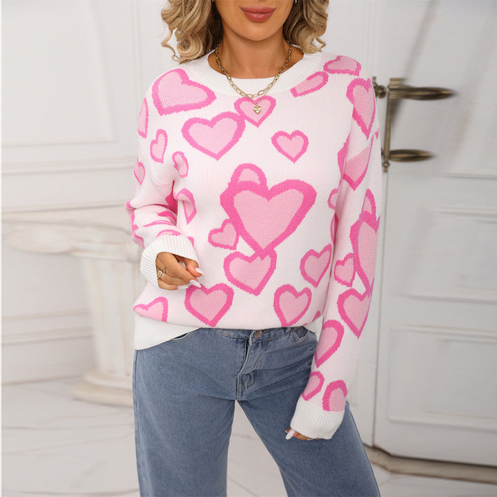 Pull en tricot pour femmes avec motif cœur et coupe décontractée Chic & Stil