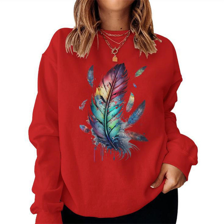 Sweatshirt pour femmes avec un design de plumes colorées et une coupe décontractée Chic & Stil