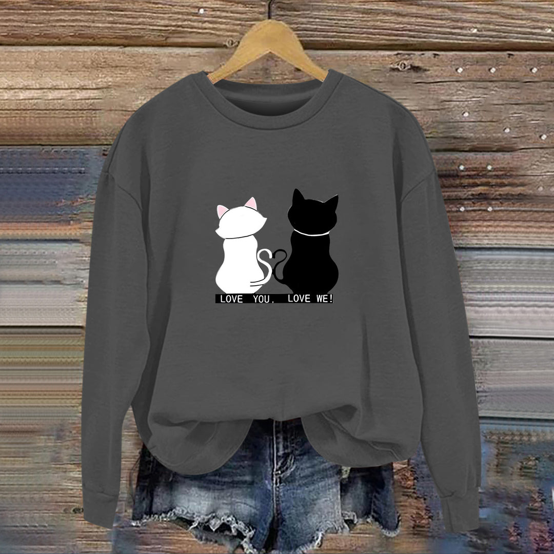 Sweat-shirt pour femmes avec design de chat ludique et impression humoristique Chic & Stil