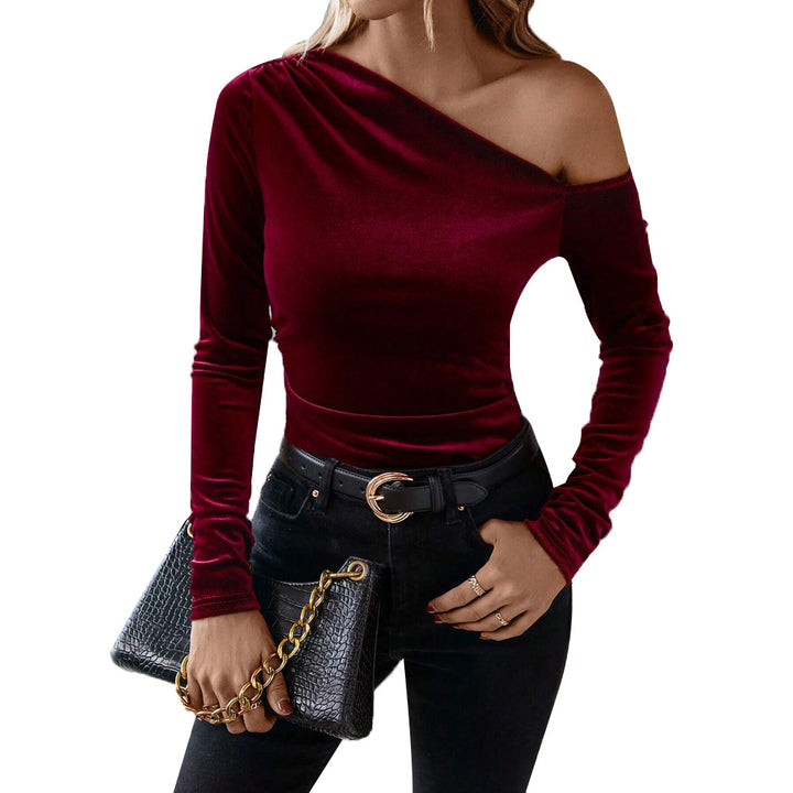 Chic & Stil One Shoulder Elegant Velvet Women's Body