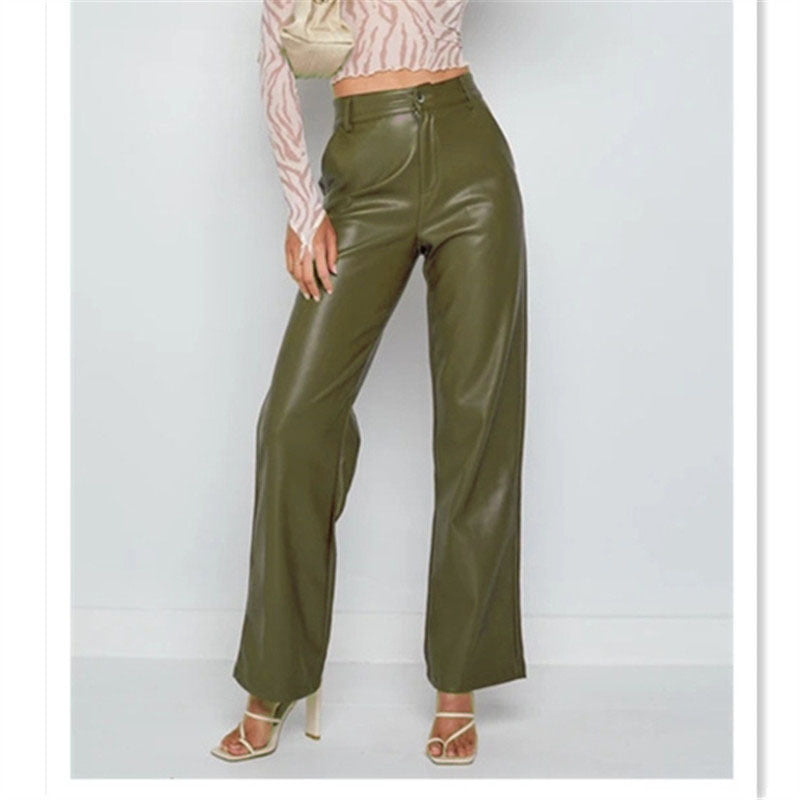 Faux leather trousers for women, with wide legs and a chic elegant fit Lune London