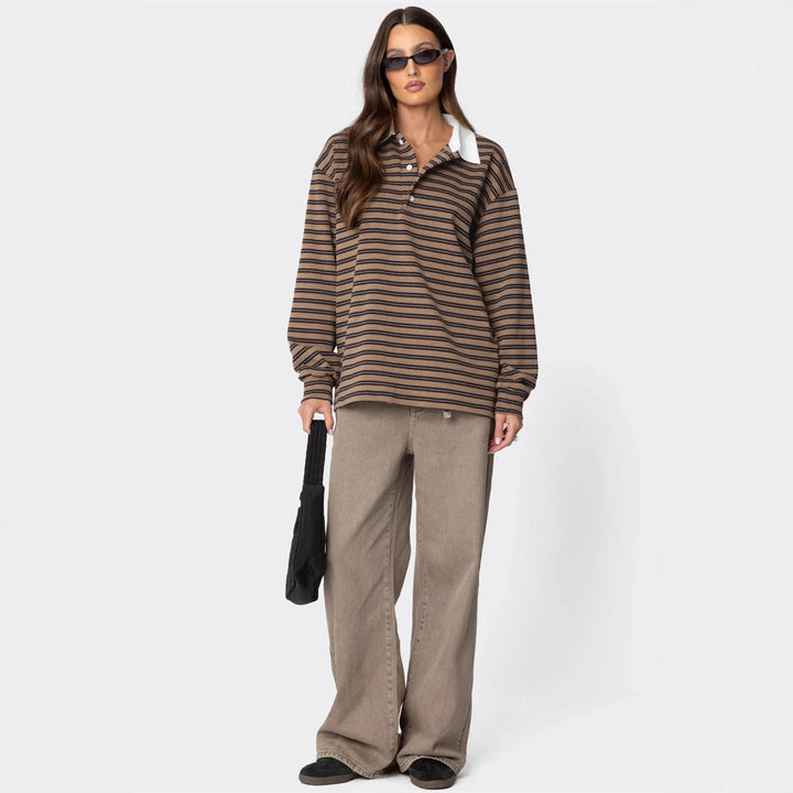 Women's casual polo with striped pattern and comfortable fit Lune London