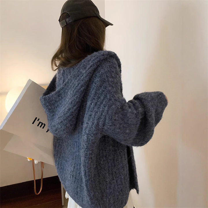 Hoodie-cardigan surdimensionné et confortable pour femmes avec décolleté en V profond et coupe loose Chic & Stil