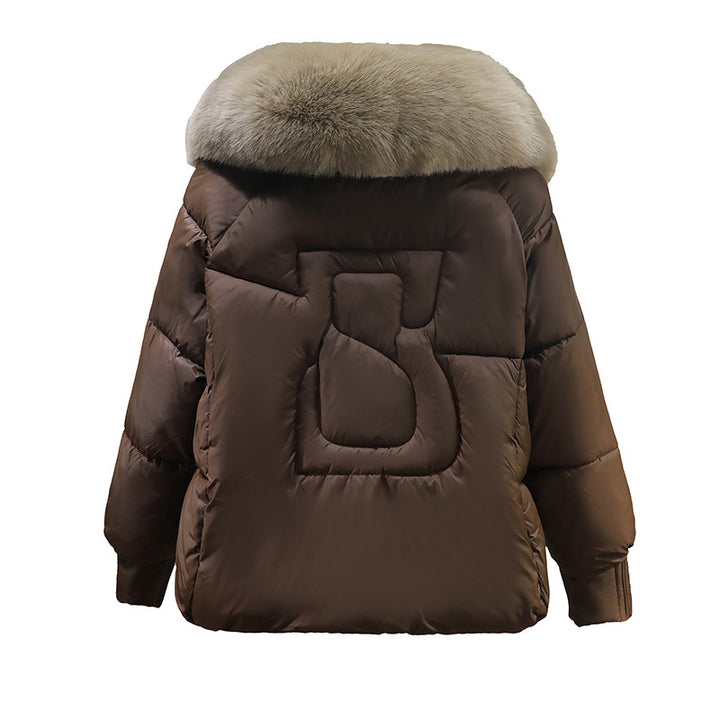 Ladies trendy winter coat lined with removable faux fur collar Lune London