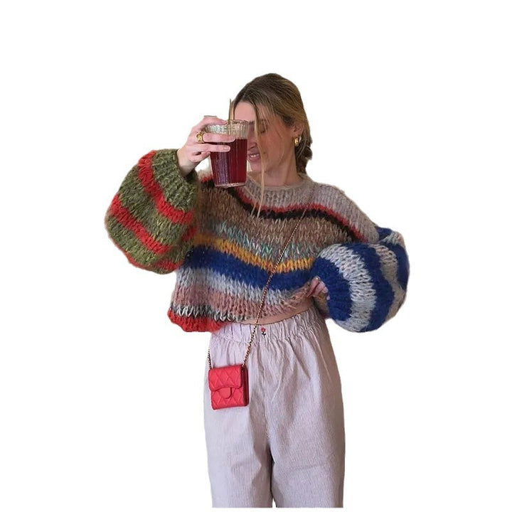 Cozy knitted sweater for women with a striking colorful design Lune London