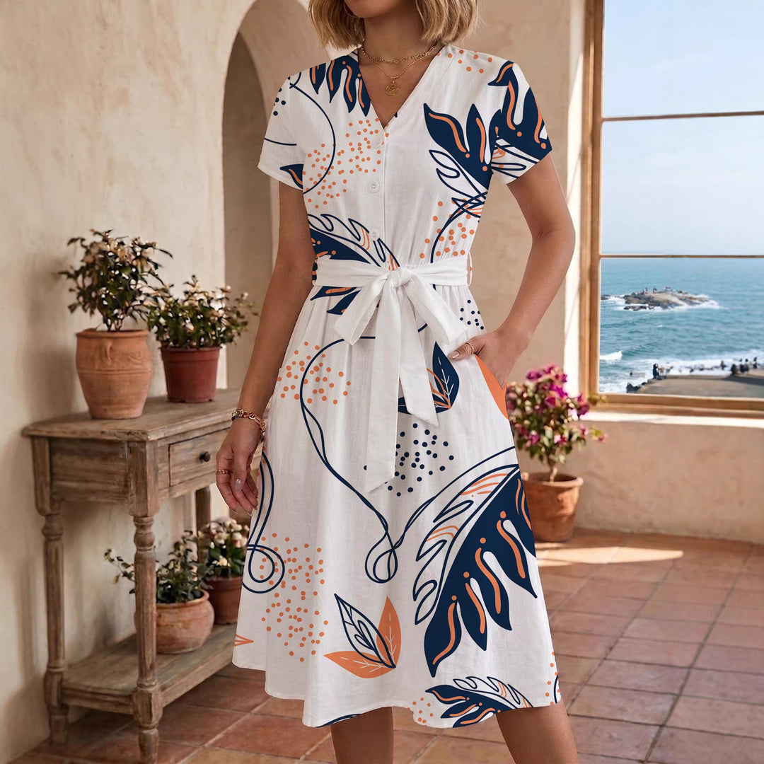 Women's casual dress with modern leopard print and adjustable belt Lune London