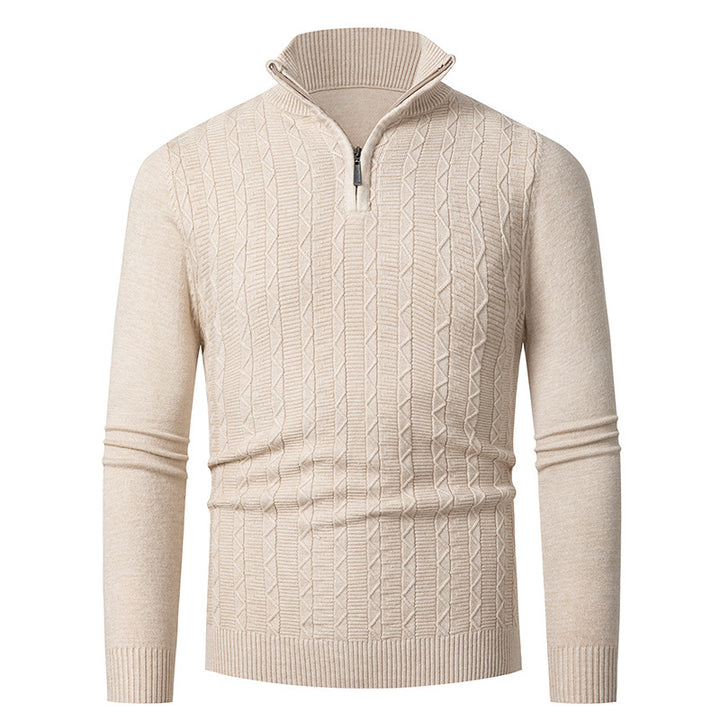 Men's knitted sweater with high collar and lovely cable knit design Lune London